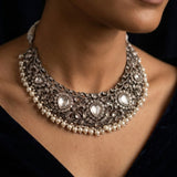 Regal Silver Statement Bib Choker