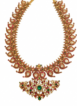 Royal 22K Gold Manga Malai Necklace with Uncut Diamonds, Rubies & Emeralds