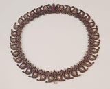 Handcrafted Antique Silver-Finished Manga Malai Necklace with Ruby Pink & Polki Stones