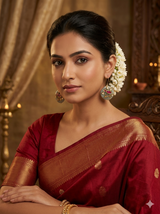 Indian Jade, Ruby & Diamond Kundan Drop Earrings - Handcrafted Real Gold