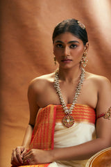 Handcrafted 22K Gold Guttapusalu Necklace with Syndicate Diamonds, Rubies, and Emeralds
