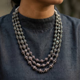 Antique Silver Three-Strand Heritage Mala Necklace