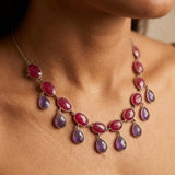 Red Onyx &amp; Amethyst Gold-Plated Statement Necklace