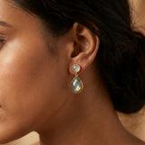 Mystical Chalcedony and Labradorite Silver Drop Earrings