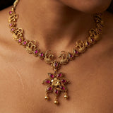 Traditional Floral Peacock Necklace