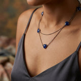 Silver Natural Chalcedony Lariat Long Layering Necklace Product Overview