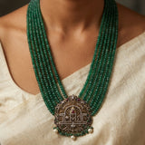 Regal Emerald-Green Multi-Strand Temple Necklace