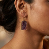 Artisan Carved Fluorite Silver Earrings