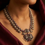 Regal Bird Motif Long Necklace
