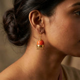Handcrafted Vibrant Hue Glass  Pure Silver Jhumkis
