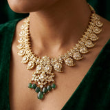 Exquisite 22K Gold Manga Malai Necklace with Uncut Syndicate Polki Diamonds