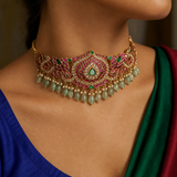 Regal Peacock Motif Choker