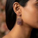 Geometric Floral Fluorite Silver Earrings