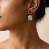 Ethereal Amethyst and Rose Quartz Silver Drop Earrings