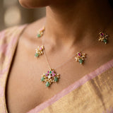 Elegant Floral Motif Thread Necklace