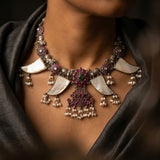 Artisan Pearl &amp; Ruby-Tone Statement Necklace