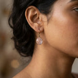 Delicate Rose Quartz Silver Earrings