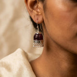 Handcrafted Deep Wine Glass Pure Silver Jhumkis