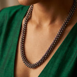 Antique Silver Ruby Bead Long Necklace