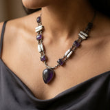 Amethyst and mother of Pearl Statement Necklace