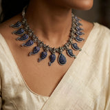 Regal Sapphire-Hued Motif Necklace
