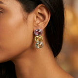 Amethyst, Lemon Topaz, and Green Topaz Silver Earrings