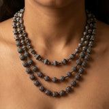 Exquisite Multi-Layered Silver Bead Statement Necklace