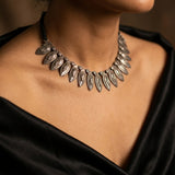 Traditional Silver Leaf-Choker Necklace
