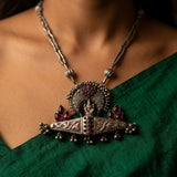 Magnificent Antique Silver Lakshmi Pendant Necklace