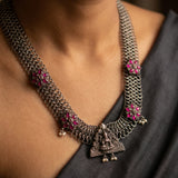 Divine Temple-Inspired Long Oxidized Necklace
