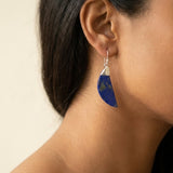 Elegant Lapis Lazuli Crescent Silver Earrings