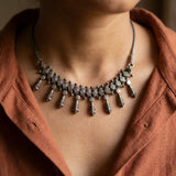 Antique Pure Silver Geometric Fringe Necklace
