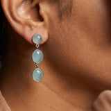 Serene Chalcedony Tiered Silver Earrings