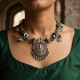 Royal Antique Silver Ganesha Hasli Choker