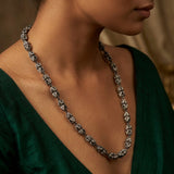 Vintage Silver Textured Leaf Pod Mala Haram