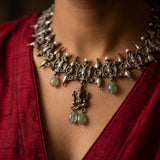 Antique Silver Ganesha Gandaberunda Temple Collar Necklace