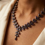 Antique Silver Iolite Marquise Garland Drop Necklace
