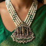 Antique Temple-Inspired Ram Parivar Pearl Necklace