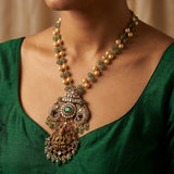 Traditional Antique Lakshmi Temple Pendant Haram Necklace