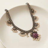 Heritage Peacock Motif Silver Necklace