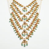 Exquisite 22K Gold Multi-Layered Guttapusalu Satlada Necklace with Uncut Diamonds, Rubies & Emeralds