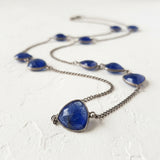 Silver Natural Chalcedony Lariat Long Layering Necklace Product Overview