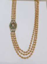 Exquisite 22k Gold Moggapu Necklace – Real Uncut Diamonds & Natural Emeralds