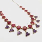 Artisan Gold-Plated Sterling Silver Red Onyx & Amethyst Geometric Necklace