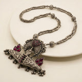 Magnificent Antique Silver Lakshmi Pendant Necklace