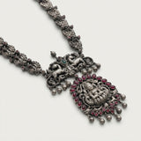 Antique Silver Lakshmi &Peacock Temple Haram Necklace