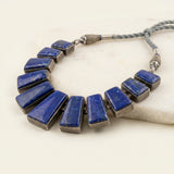 Antique Silver Chunky Lapis Lazuli Geometric Collar Necklace