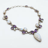Artisan Silver Moonstone &amp; Amethyst Collar Necklace