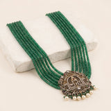 Regal Emerald-Green Multi-Strand Temple Necklace