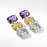 Amethyst, Lemon Topaz, and Green Topaz Silver Earrings